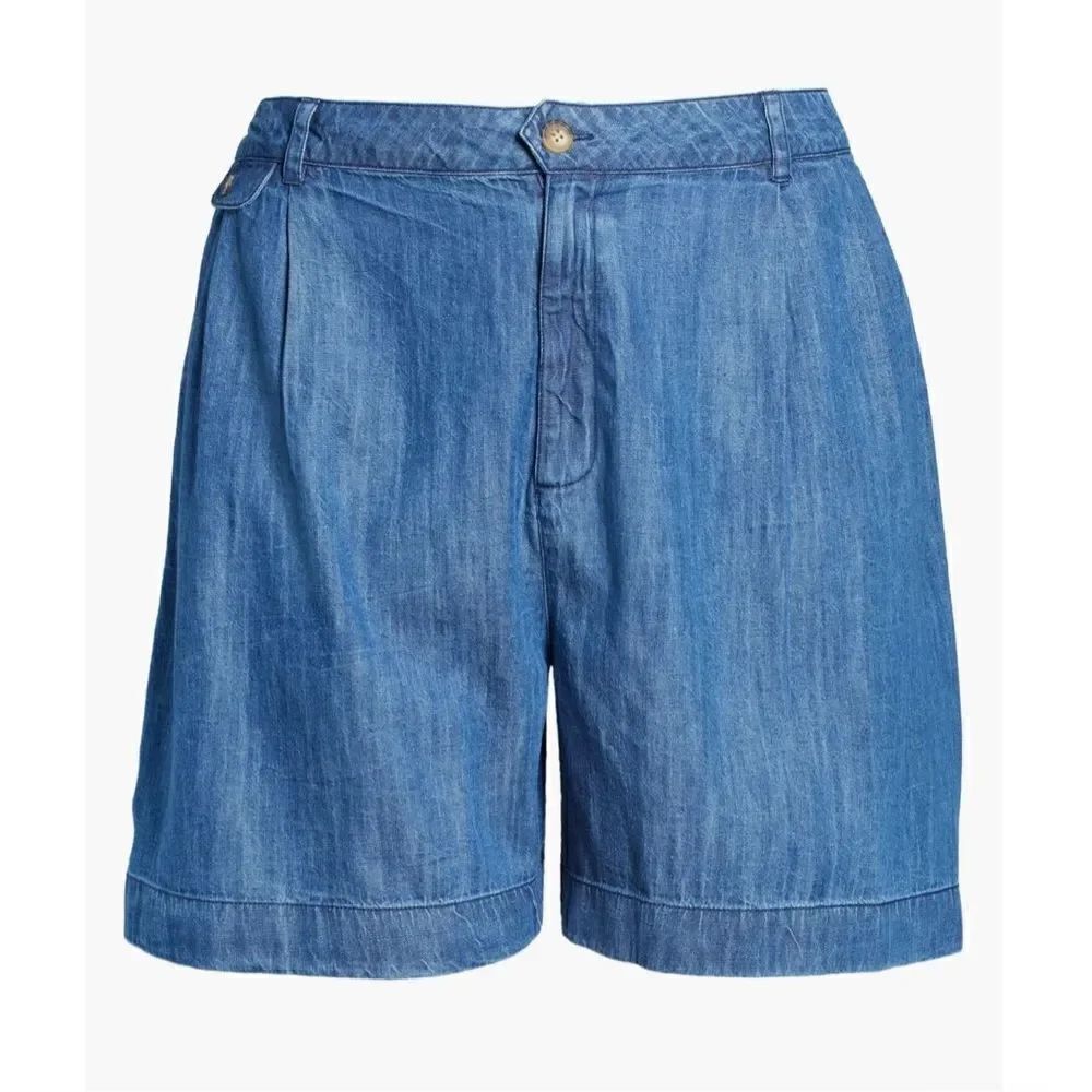 TREASURE & BOND Tailored Denim Shorts In Dark Wash high rise 100% cotton size 4